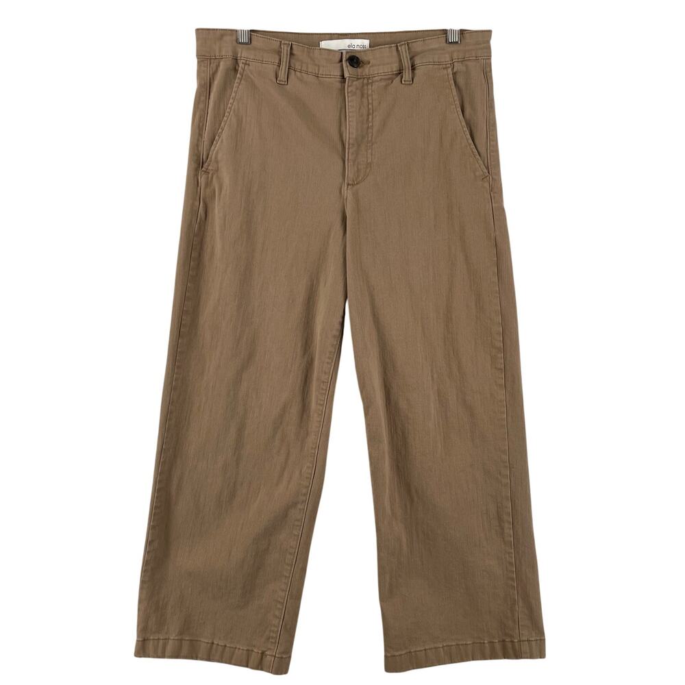 Ella Moss Womens Wide Leg Crop Pants Size 10 Brown Cocoa Cream High Rise